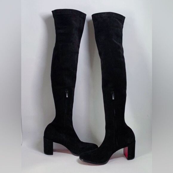 Christian Louboutin Black Stretchadoxa Botta Alta Suede Boots size 37 - Picture 10 of 16